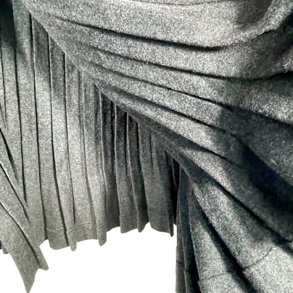 charles nolan couture wool pleated wrap flounce hem knee-length skirt charcoal 6 - Picture 7 of 16